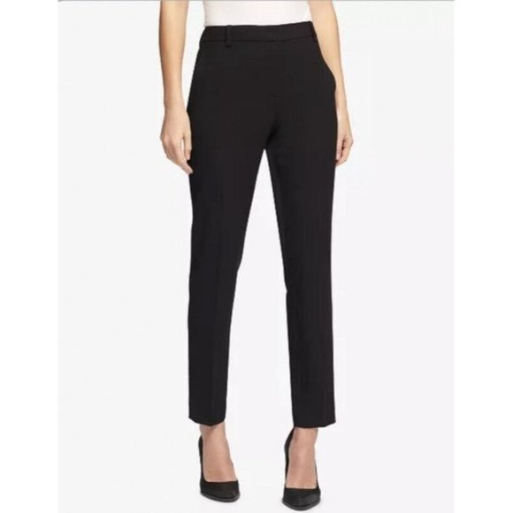 DKNY Black Essex Slim-Leg Dress Pants Black 2 - Picture 1 of 6